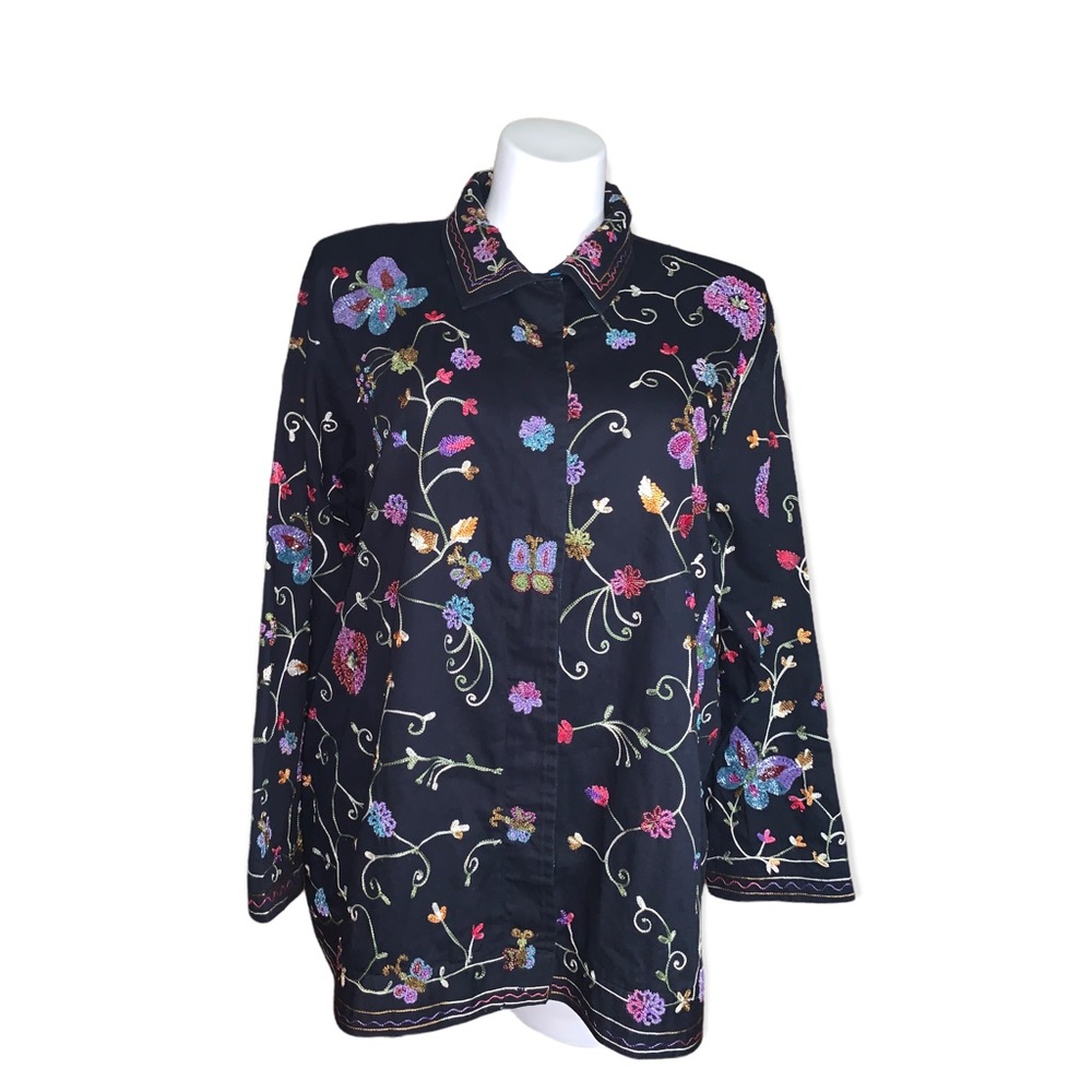 The Quacker Factory Sequins Shacket Button-Down J… - image 7